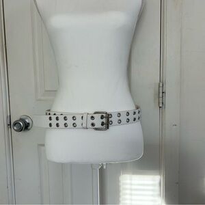 White Double-Row Grommet Waist Belt